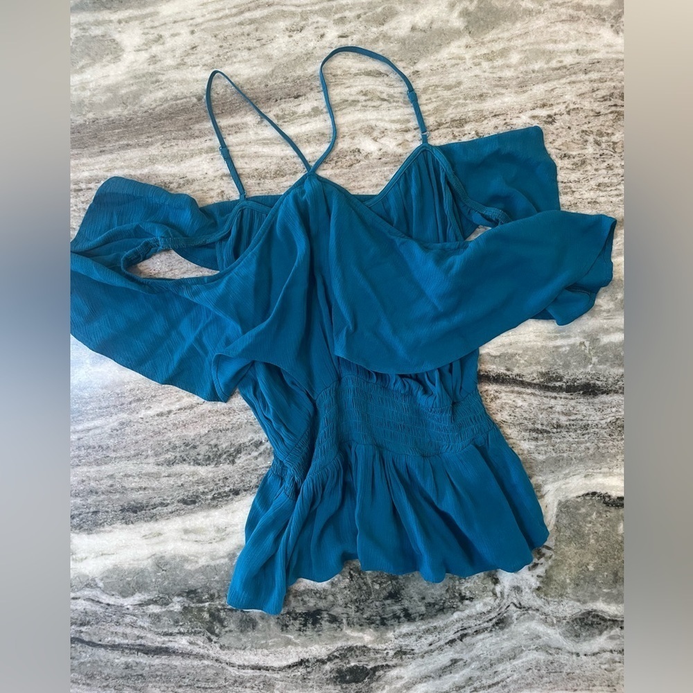 Express Blue Off The Shoulder Top Size Medium